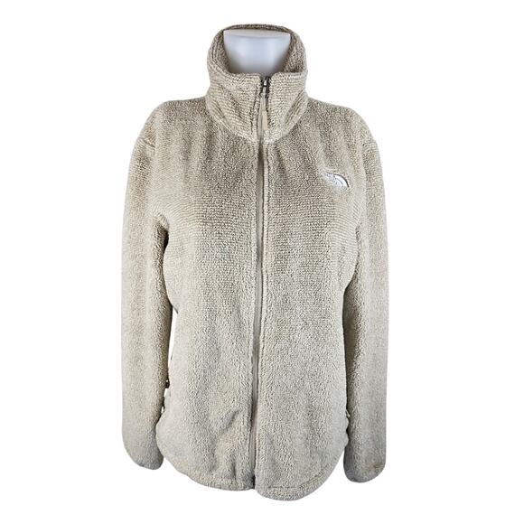 The North Face Tan Fleece Pockets Full Zip Winter Warm Jacket Coat Women's L - Picture 1 of 8